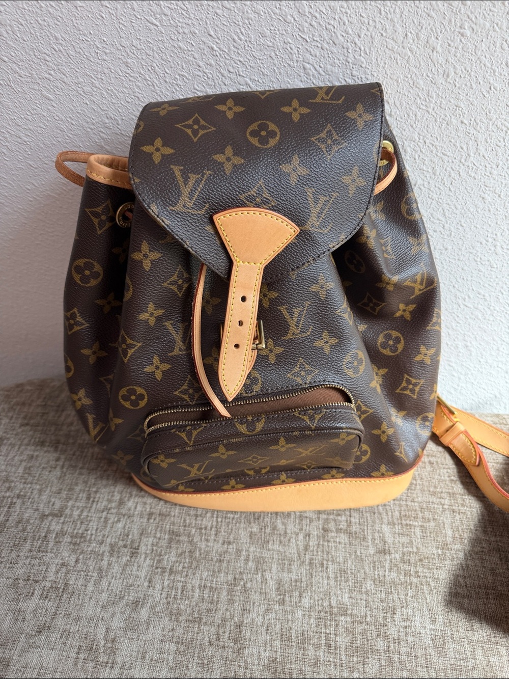 Louis Vuitton Monogram Canvas Backpack in Brown and Tan Leather Trim - Picture 7 of 10